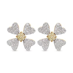 Designer Inspired - 9K Yellow Gold Natural Yellow Diamond & White Diamond Clove  Earrings 0.52 Ct
