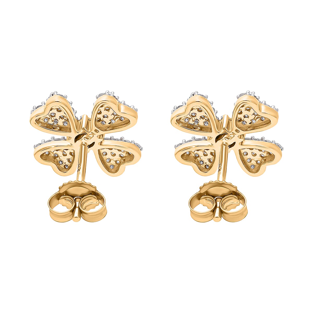 Designer Inspired - 9K Yellow Gold Natural Yellow Diamond & White Diamond Clove  Earrings 0.52 Ct