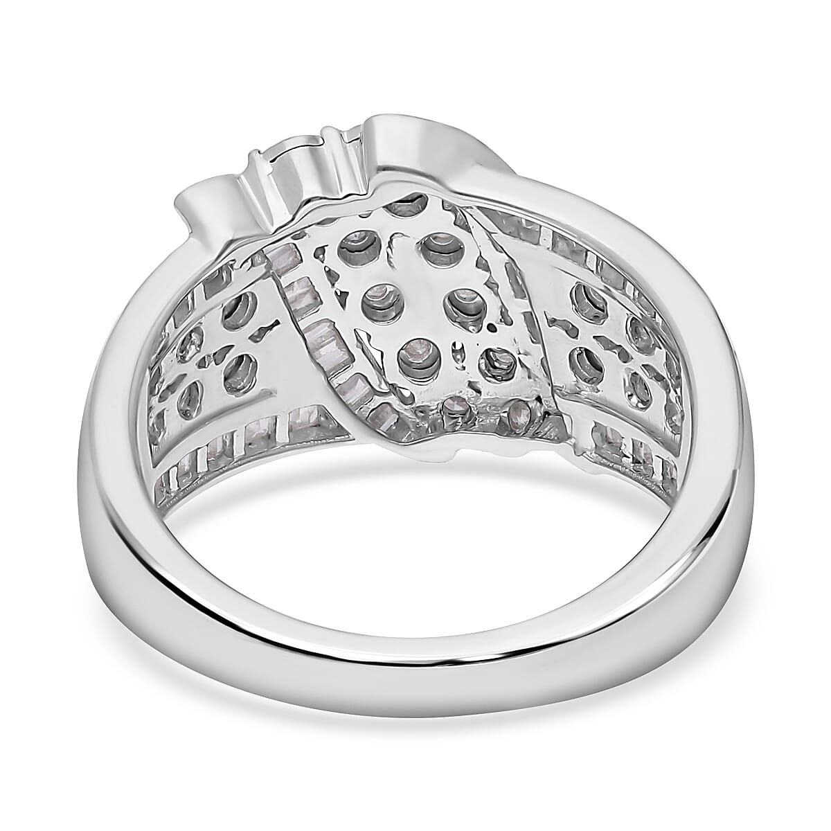 Diamond Ring in Platinum Overlay Sterling Silver 0.50 Ct.