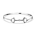 Designer Inspired Platinum Overlay Sterling Silver Snaffle Bangle (Size 7.5)