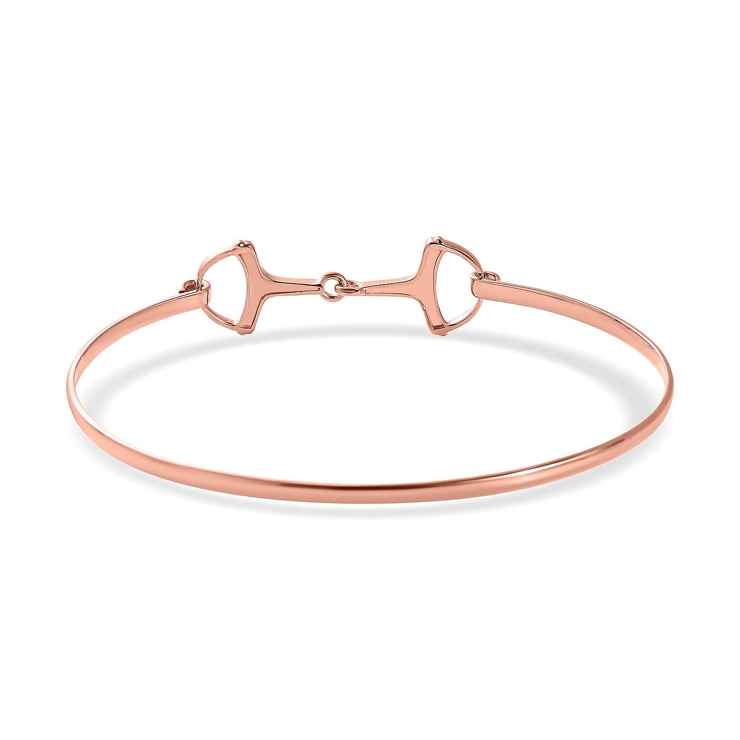 Designer Inspired 18K Rose Gold Vermeil Plated Sterling Silver Snaffle Bangle (Size 7.5)
