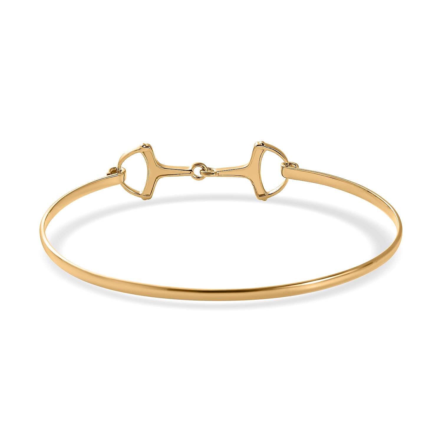 Designer Inspired 18K Gold Vermeil Plated Sterling Silver Snaffle Bangle (Size 7.5)