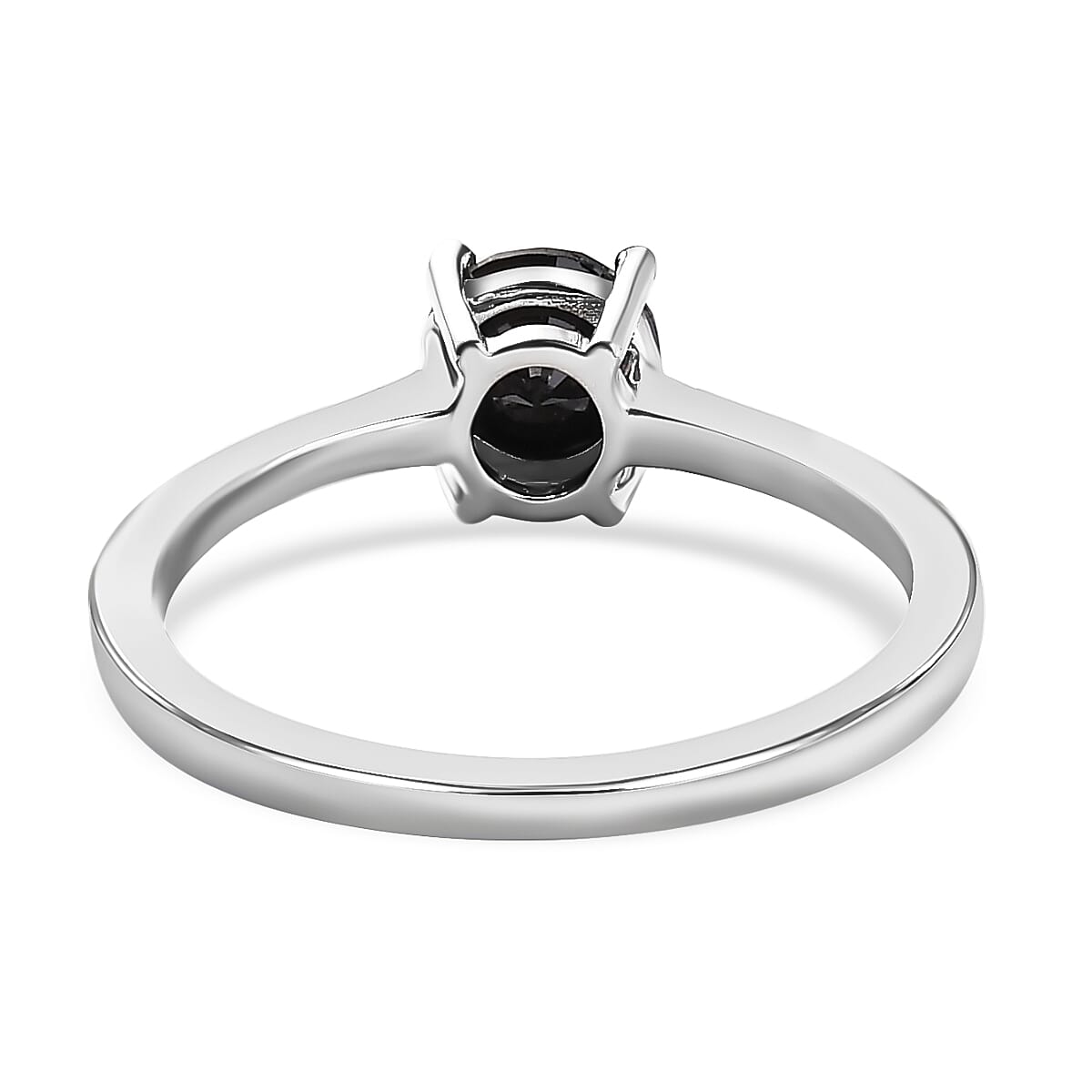 Close Out- Natural Black Diamond Solitaire Ring in Platinum Overlay Sterling Silver, 1.00 Ct.