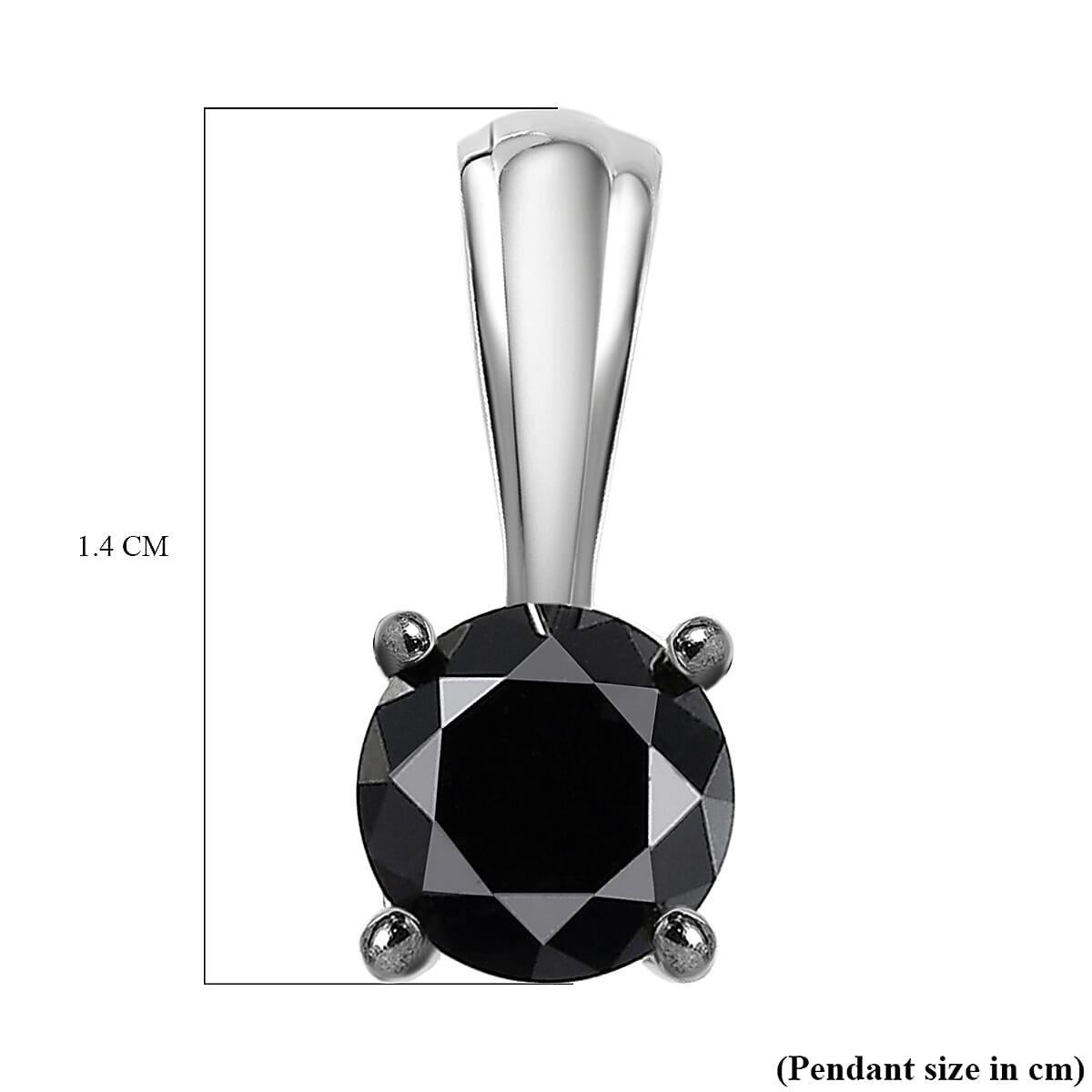Close Out- Natural Black Diamond Solitaire Pendant in Platinum Overlay Sterling Silver 1.00 Ct.