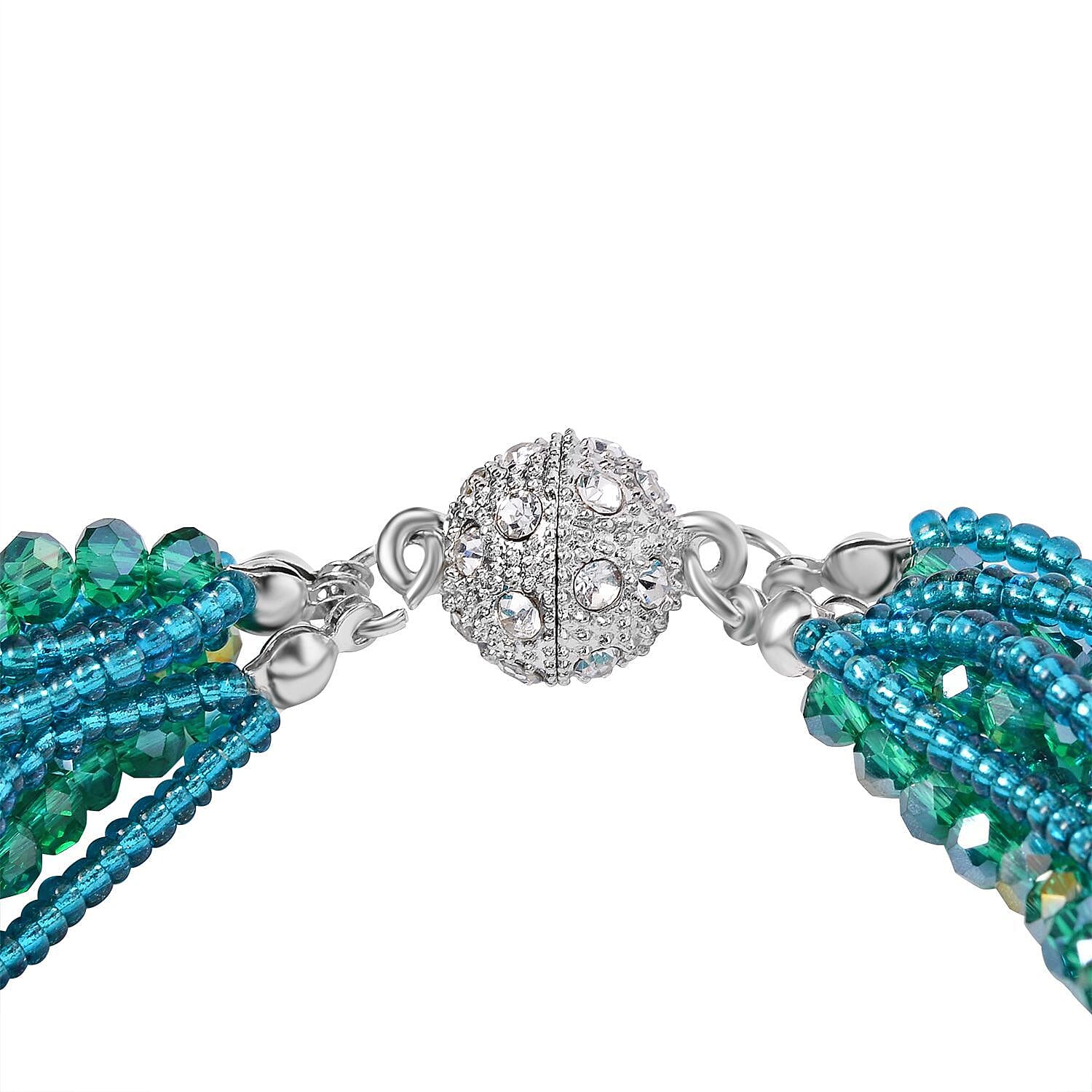 White Crystal , Green Crystal Bracelet (Size - 7.5) 0.02 ct 0.020 Ct.