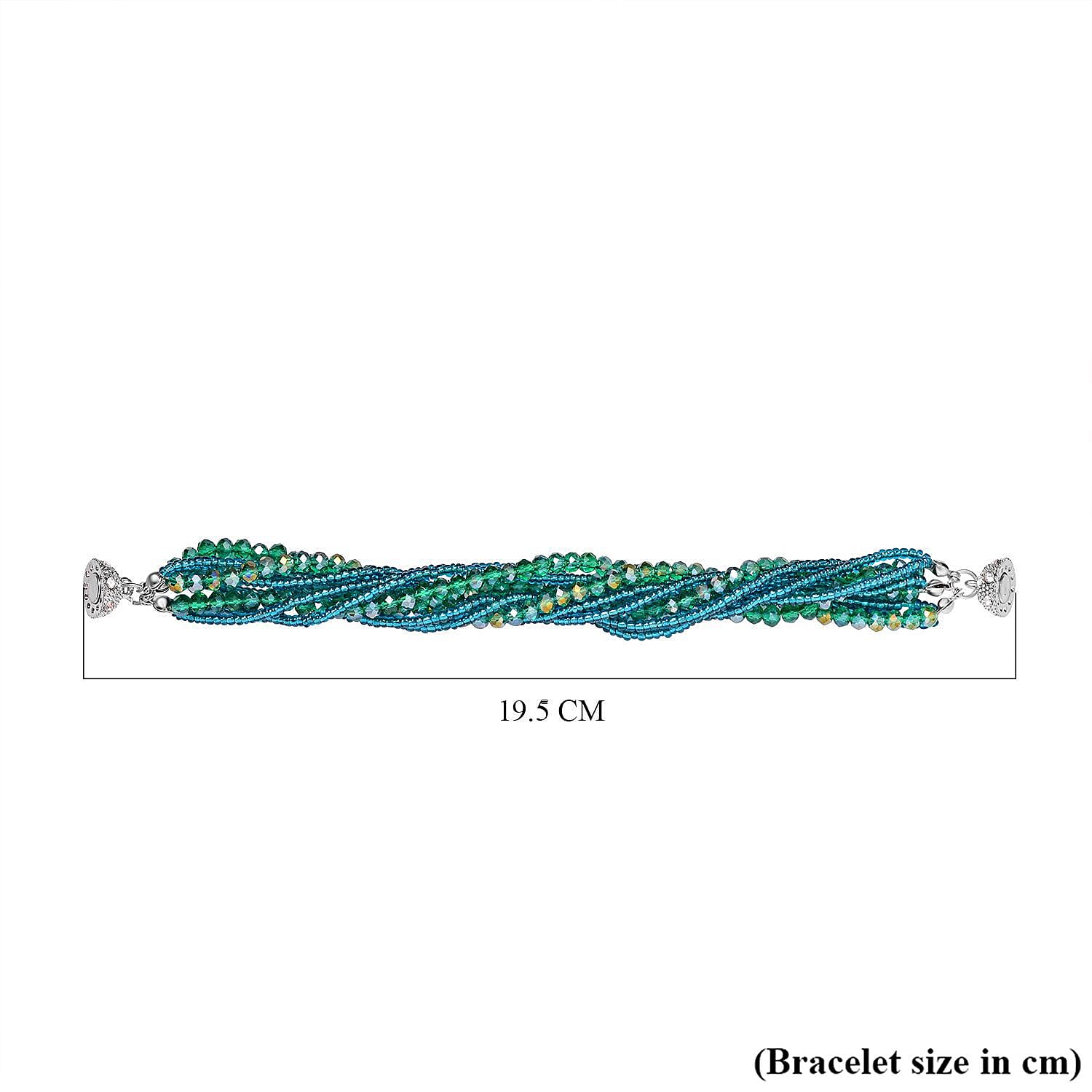White Crystal , Green Crystal Bracelet (Size - 7.5) 0.02 ct 0.020 Ct.
