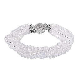 Austrian White Crystal & Blue Crystal Bracelet (Size - 7.5)