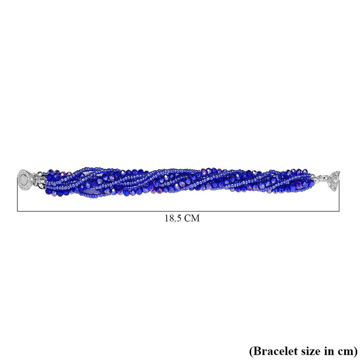 Austrian White Crystal & Blue Crystal Bracelet (Size - 7.5)