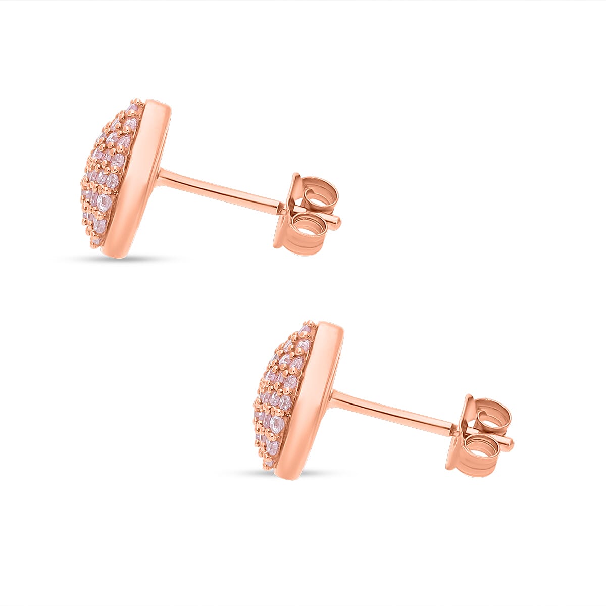 Valentines Special - 9K Rose Gold Natural Pink Diamond Heart Earrings 0.50 Ct.