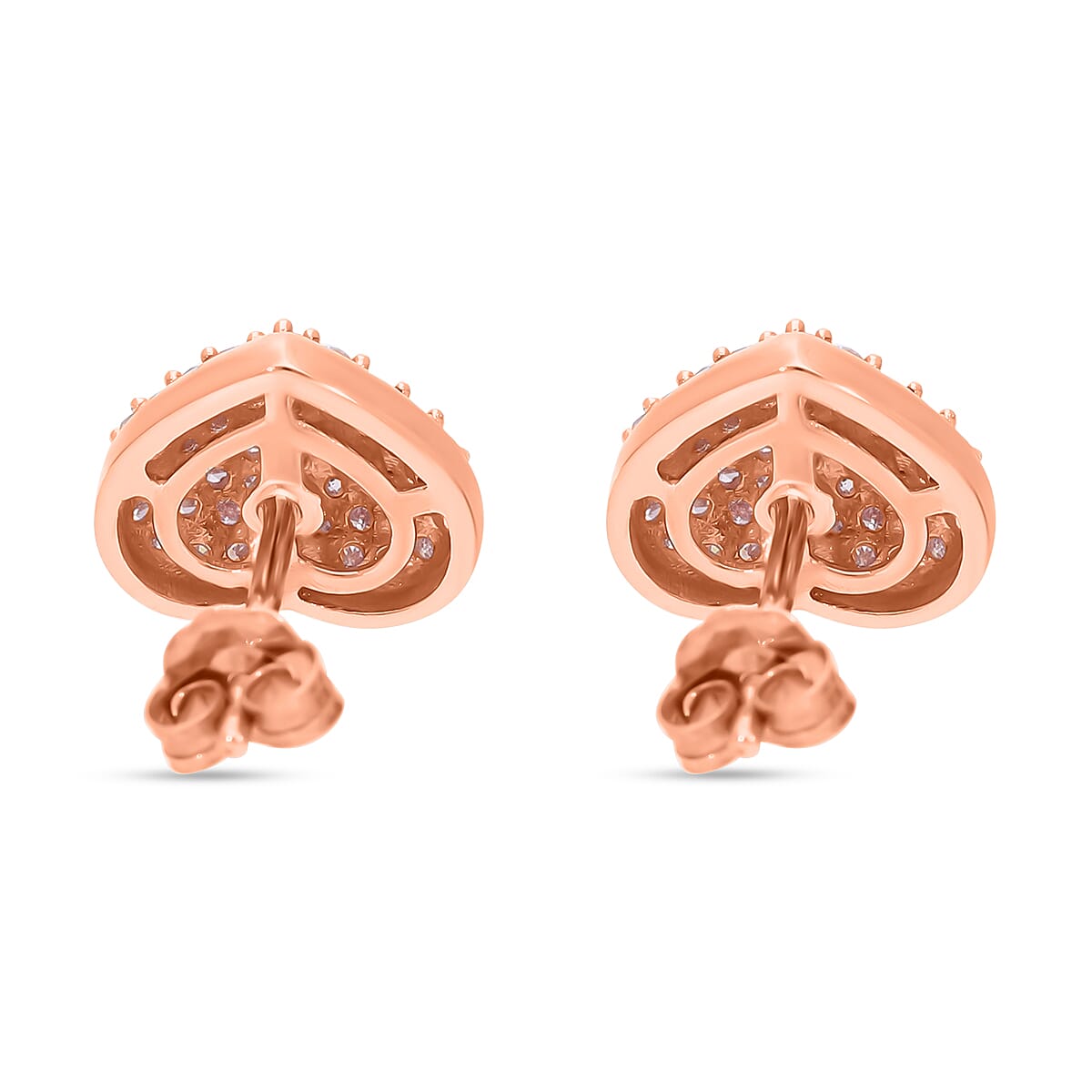 Valentines Special - 9K Rose Gold Natural Pink Diamond Heart Earrings 0.50 Ct.