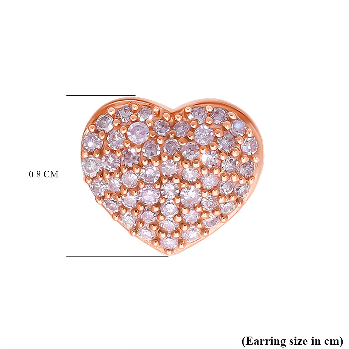 Valentines Special - 9K Rose Gold Natural Pink Diamond Heart Earrings 0.50 Ct.