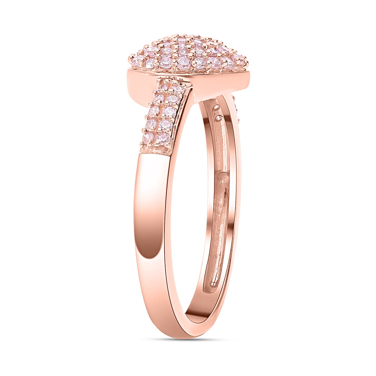 9K Rose Gold SGL Certified Pink Diamond Heart Ring 0.32 Ct.