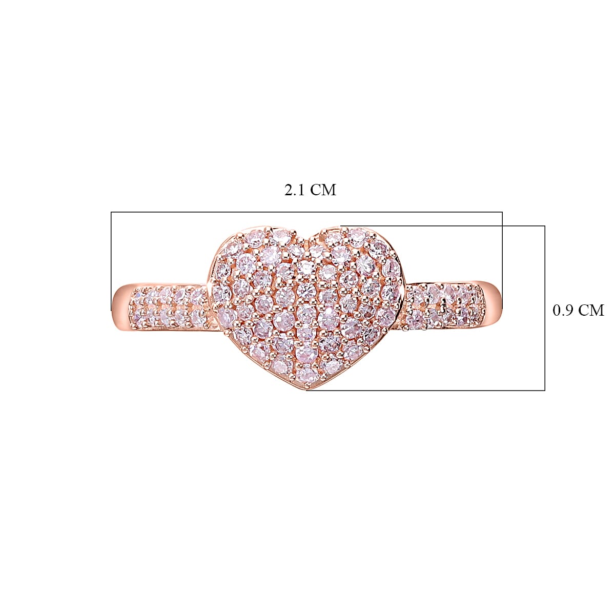 9K Rose Gold SGL Certified Pink Diamond Heart Ring 0.32 Ct.