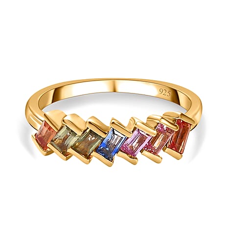 Multi Sapphire Band Ring in Vermeil YG Sterling Silver 0.87 ct 0.868 Ct. Multi Sapphire Band Ring in Vermeil YG Sterling Silver 0.87 ct 0.868 Ct.