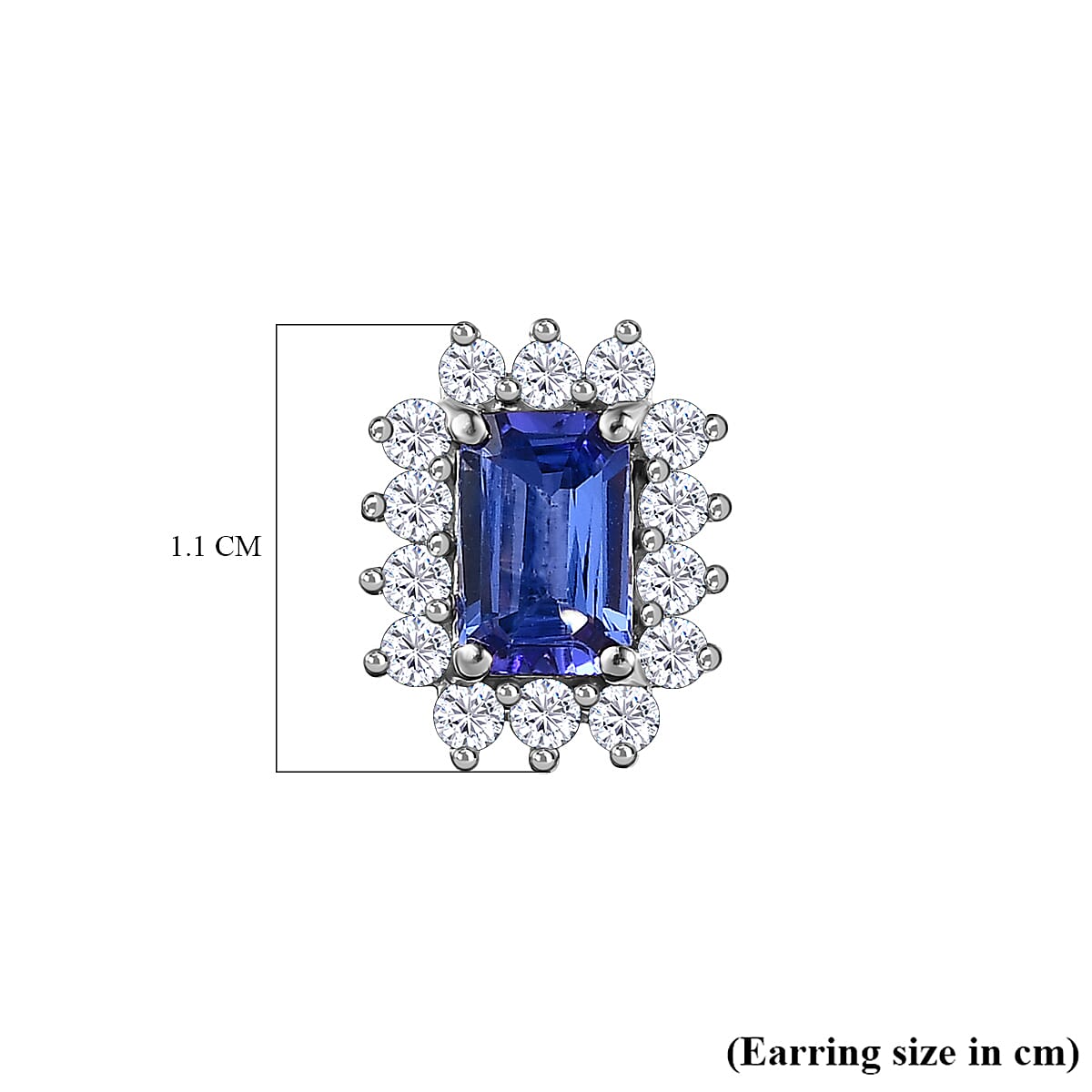 9K White Gold Tanzanite & Diamond Solitaire Earrings 1.59 Ct.