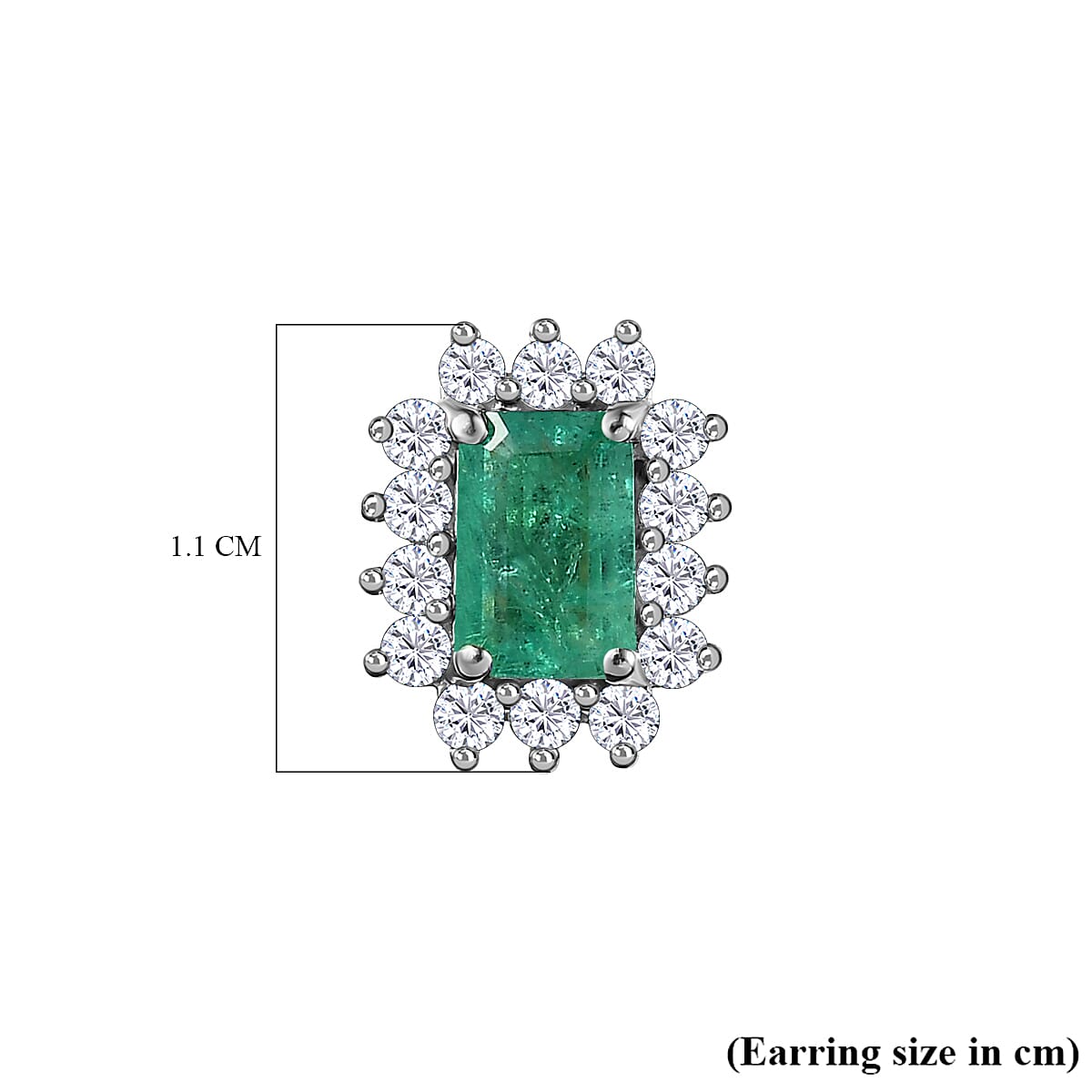 9K White Gold Zambian Emerald & Diamond Solitaire Earrings 1.61 Ct.