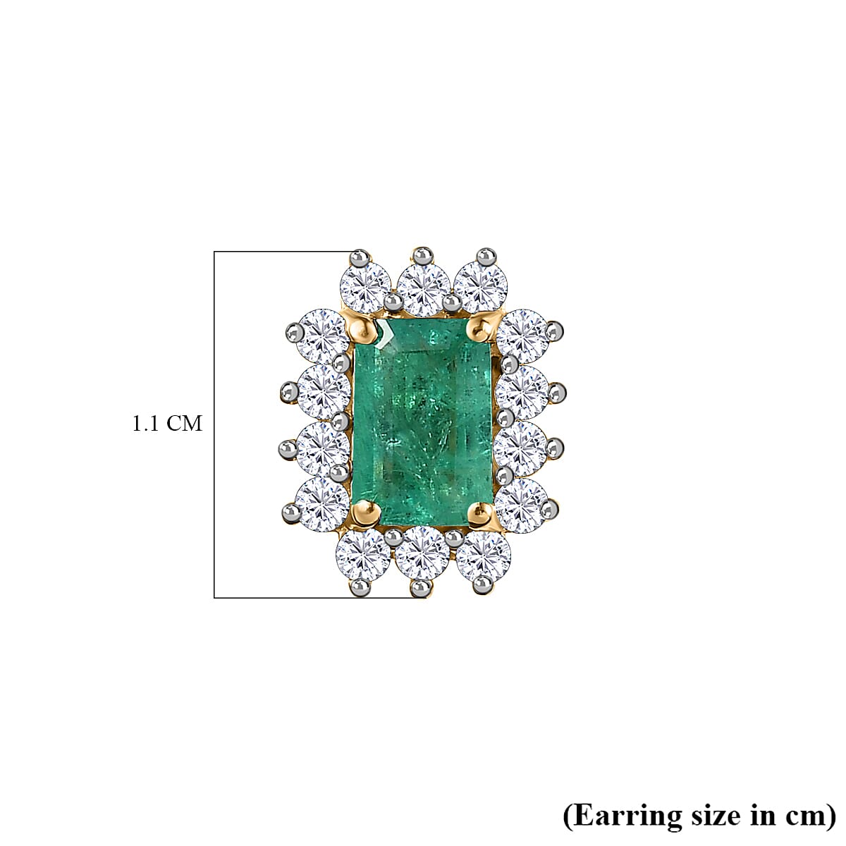 9K Yellow Gold Zambian Emerald Diamond Solitaire Earrings 1.59 Ct.