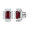 9K White Gold African Ruby and Diamond Halo Stud Earrings 2.22 Ct.