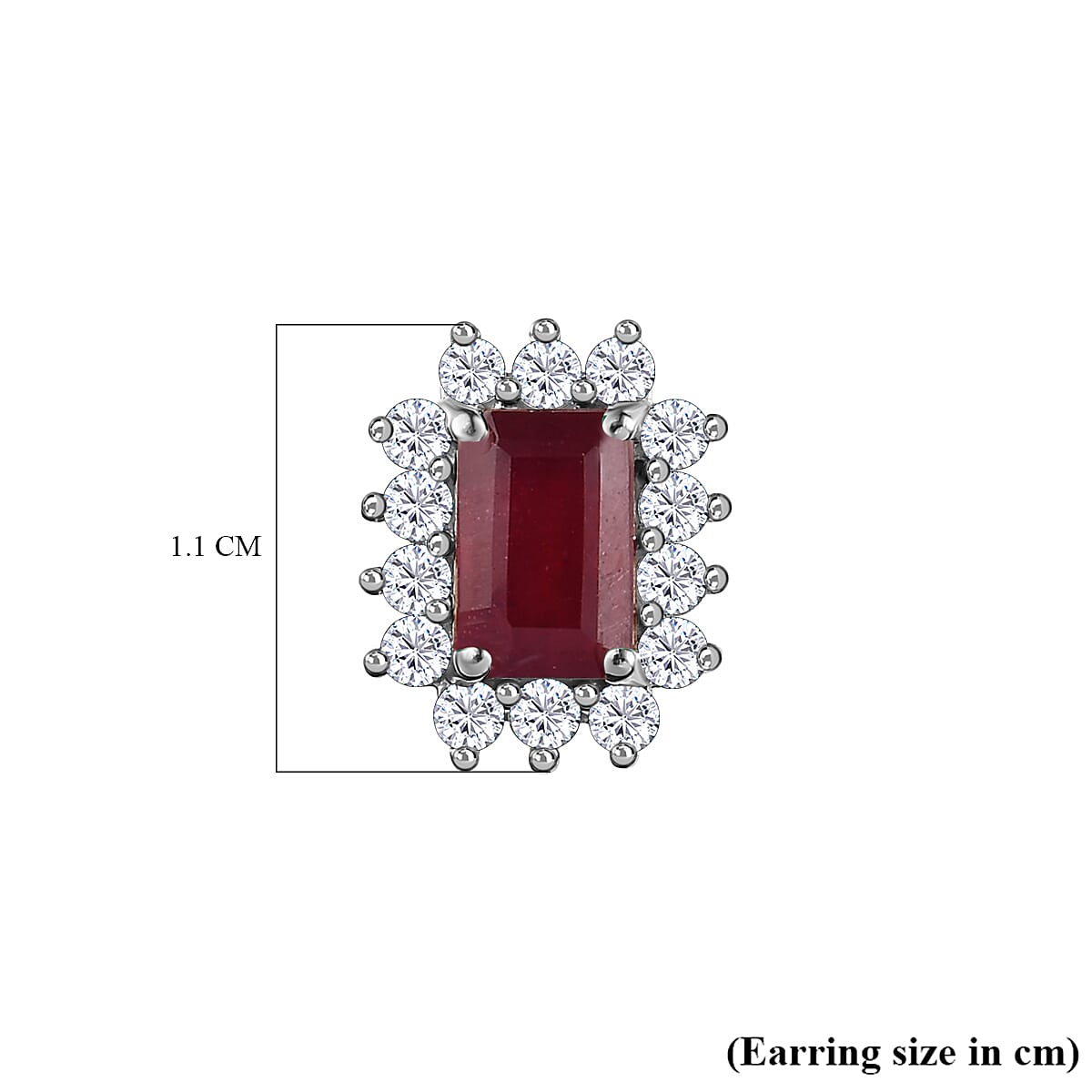 9K White Gold African Ruby & Diamond Solitaire Earrings 2.22 Ct.