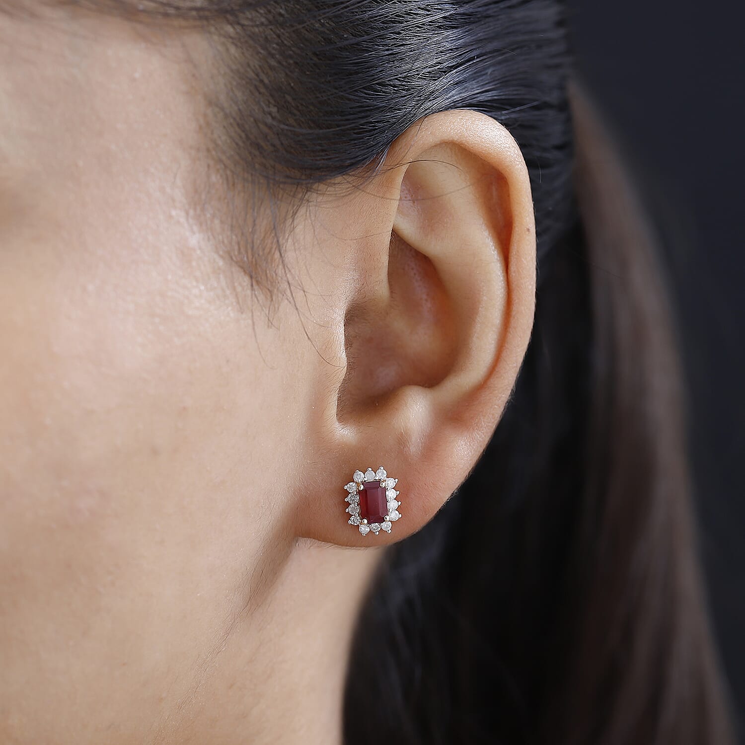 9K Yellow Gold 3A  (FF)African Ruby & Diamond Solitaire Earrings 2.22 Ct.