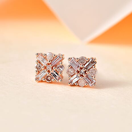 Doorbuster-9K Rose Gold SGL Certified Natural Pink Diamond Stud Earrings 0.25 Ct.