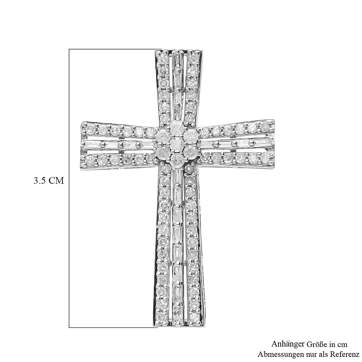 One Time Deal- 9K White Gold Diamond Cross Pendant 1.00 Ct.
