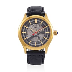 William Hunt Automatic Mechanical Movement Grey Sunshine Dial 5 ATM Water Resistant Watch with Black Leather Strap