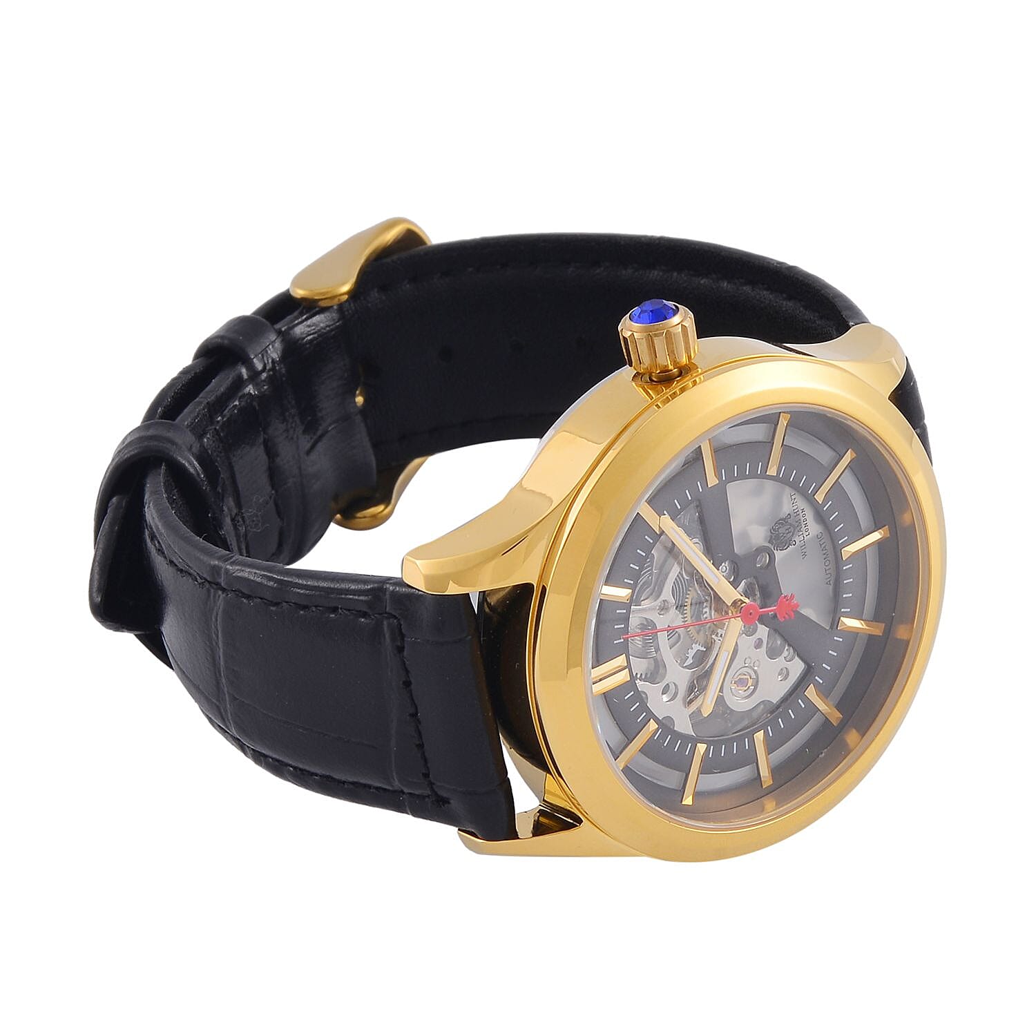 William Hunt Automatic Mechanical Movement Grey Sunshine Dial 5 ATM Water Resistant Watch with Black Leather Strap William Hunt Automatic Mechanical Movement Grey Sunshine Dial 5 ATM Water Resistant Watch with Black Leather Strap