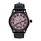 William Hunt Automatic Mechanical Movt. Red Sunshine Dial 5 ATM Water Resistant Watch with Black Leather Strap