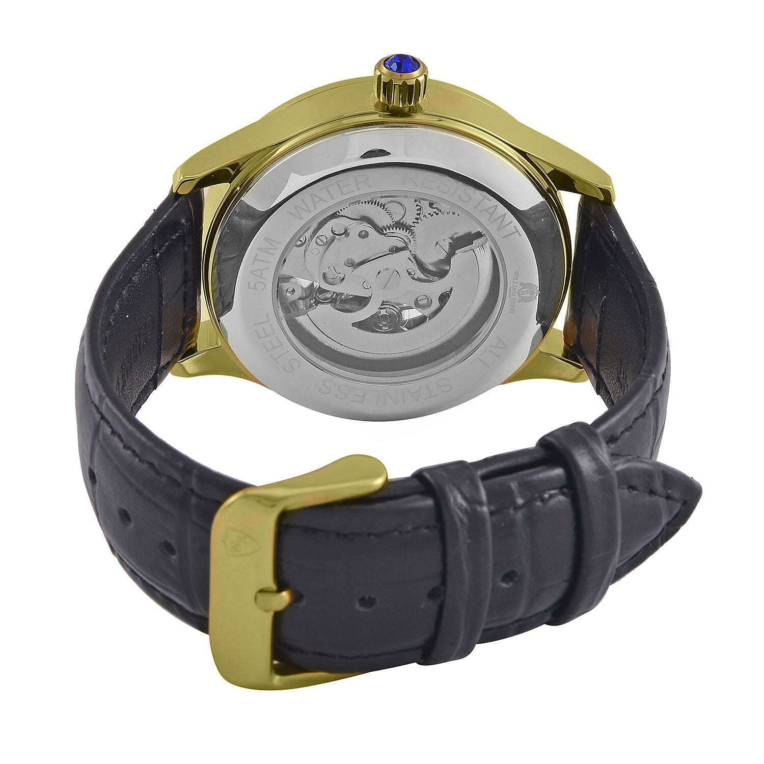 William Hunt Automatic Mechanical Movt. Green Sunshine Dial 5 ATM Water Resistant Watch with Black Leather Strap