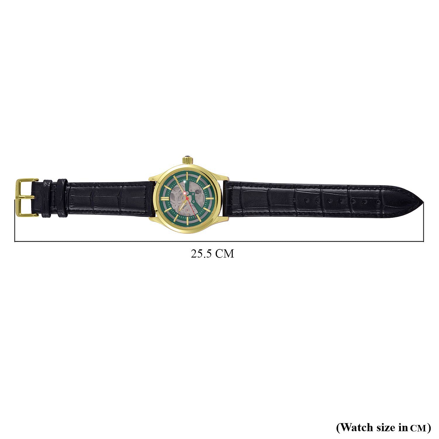 William Hunt Automatic Mechanical Movt. Green Sunshine Dial 5 ATM Water Resistant Watch with Black Leather Strap