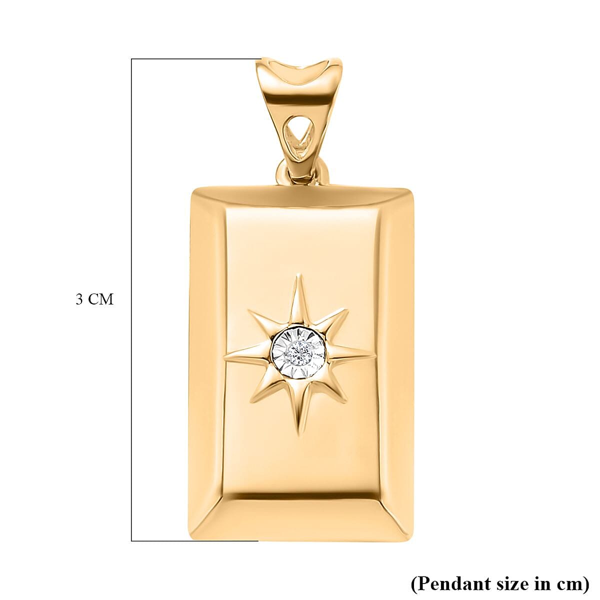 One Time Deal - Diamond Bar Pendant in 18K Yellow Gold Vermeil Plated Sterling Silver