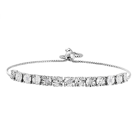 Diamond Tennis Bracelet (Size Adjustable 6.5 - 9.5) in Platinum Overlay Sterling Silver, Silver Wt. 5.08 Gms