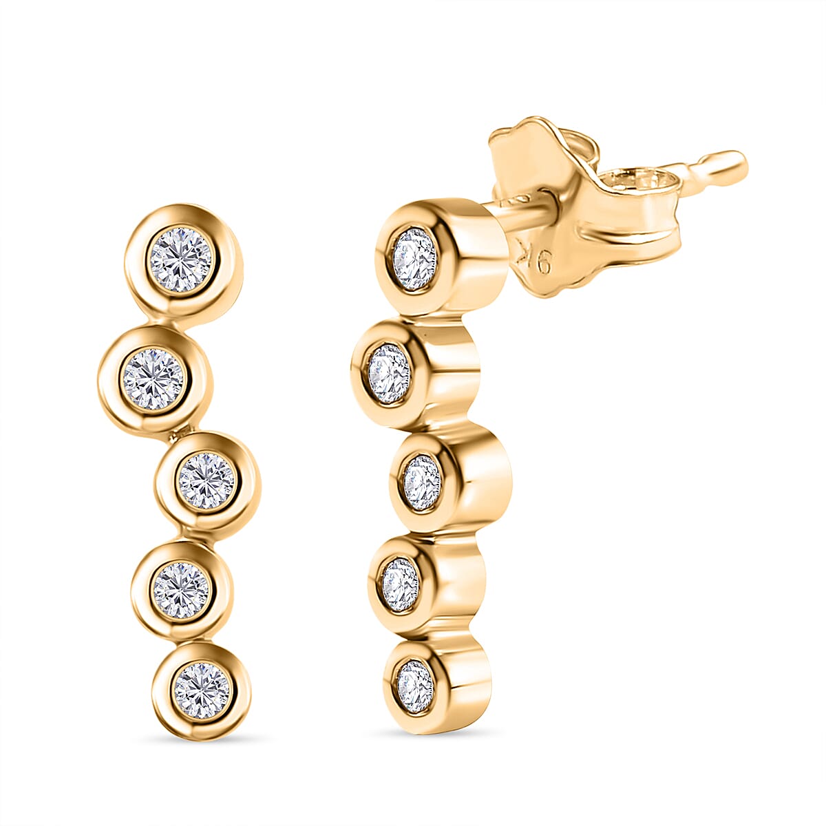 Designer Close Out -9K Yellow Gold Diamond Bubble Earrings