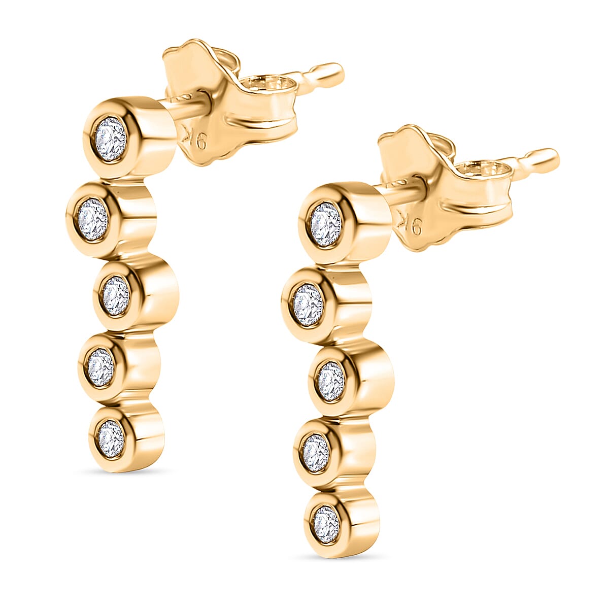 Designer Close Out -9K Yellow Gold Diamond Bubble Earrings