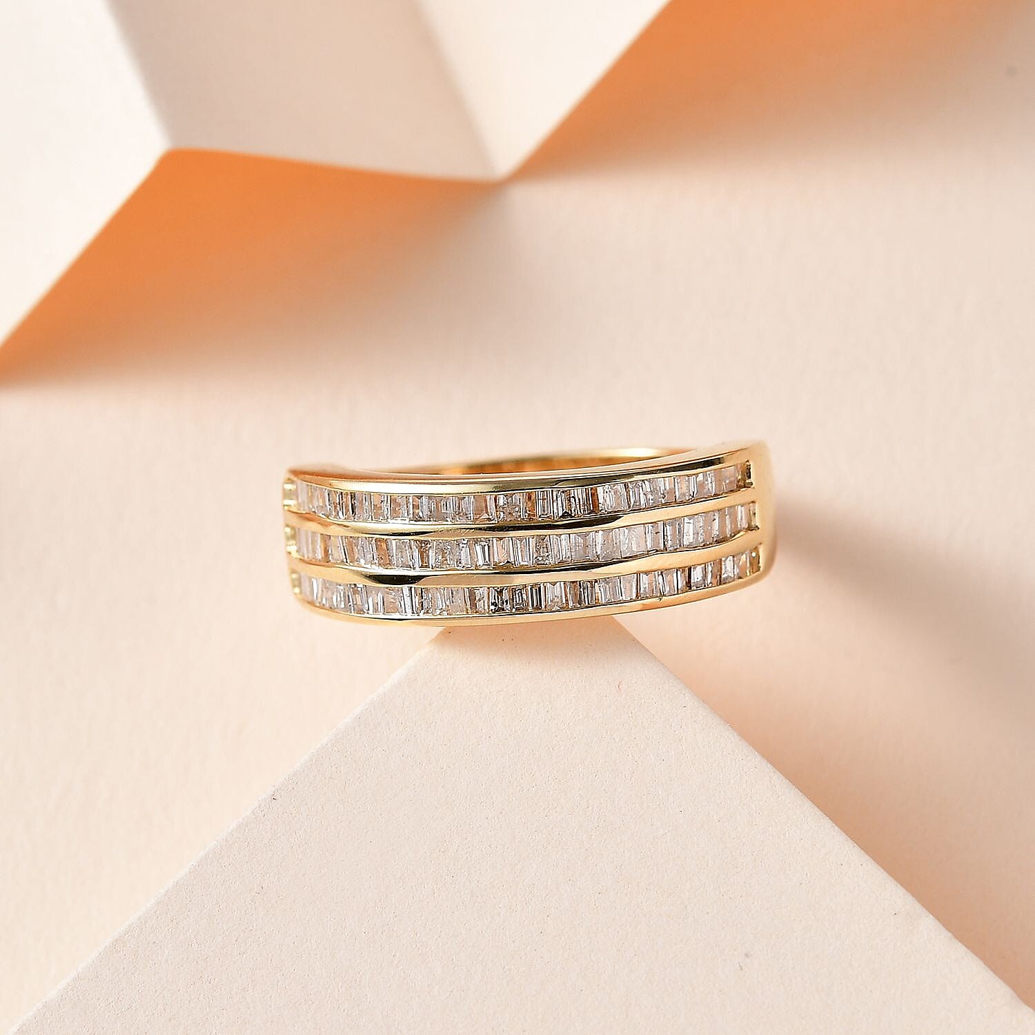 9K Yellow Gold SGL Certified Diamond (I1-I2-G-H) Band Ring 0.50 Ct