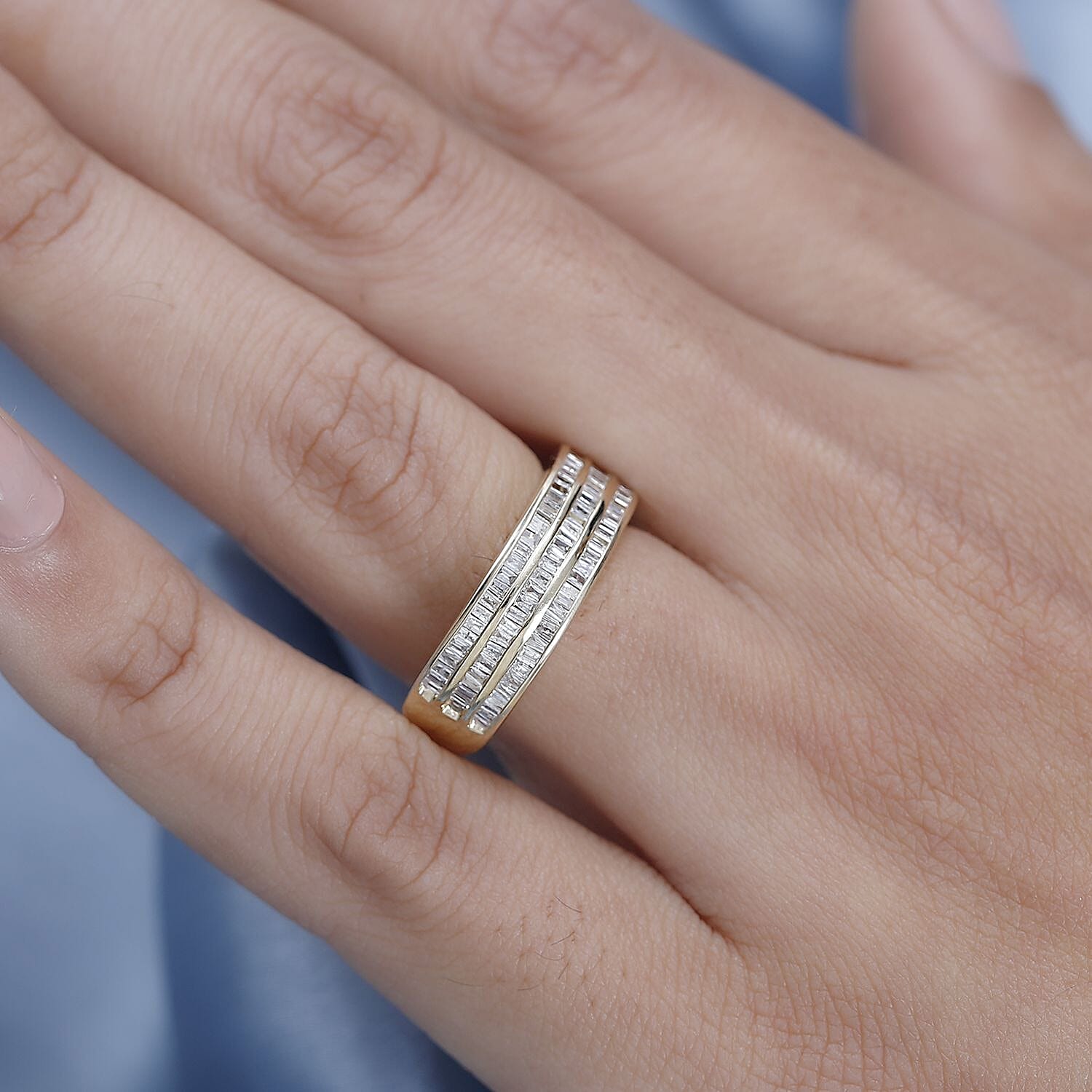 9K Yellow Gold SGL Certified Diamond (I1-I2-G-H) Band Ring 0.50 Ct