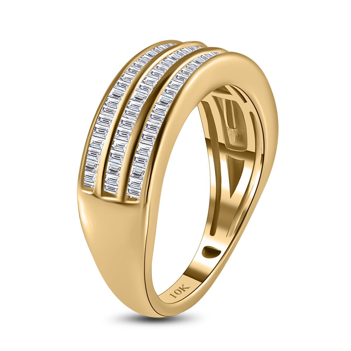 9K Yellow Gold SGL Certified Diamond (I1-I2-G-H) Band Ring 0.50 Ct