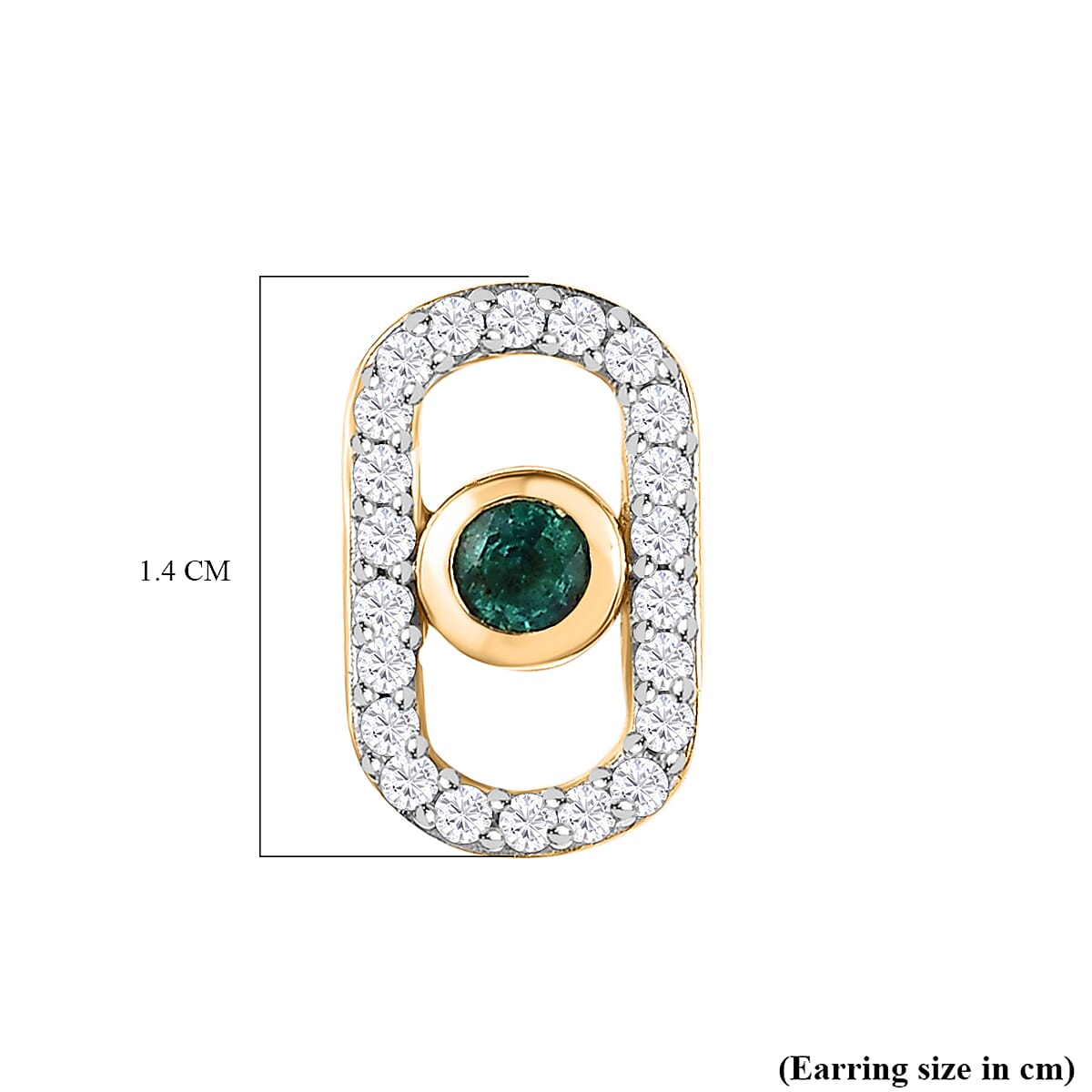 AAA Gemfields Emerald & Natural Zircon Earrings in 18K Yellow Gold Vermeil Plated Sterling Silver