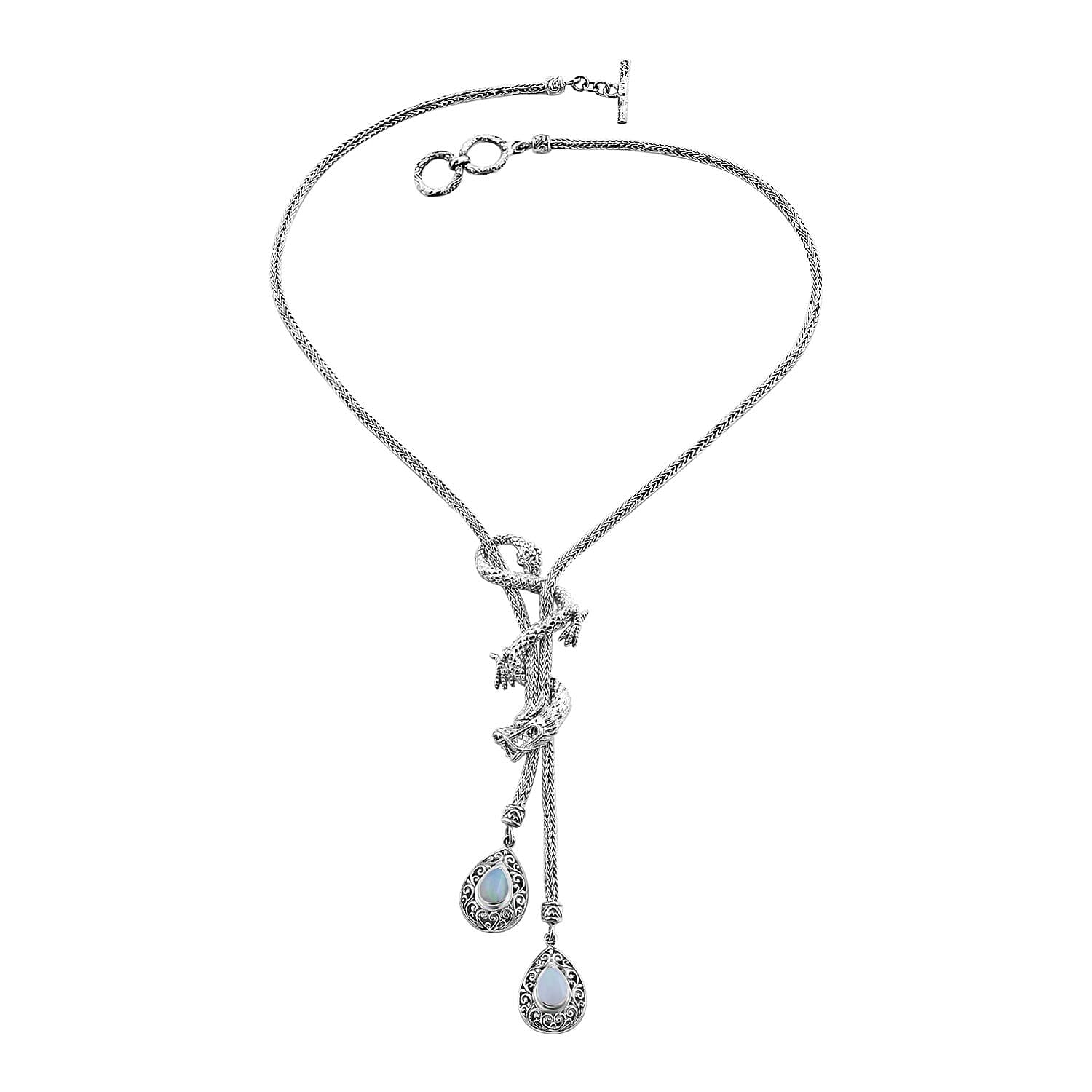 Royal Bali Collection - Ethiopian Welo Opal Necklace (Size - 18)  Sterling Silver 31.5 Gms