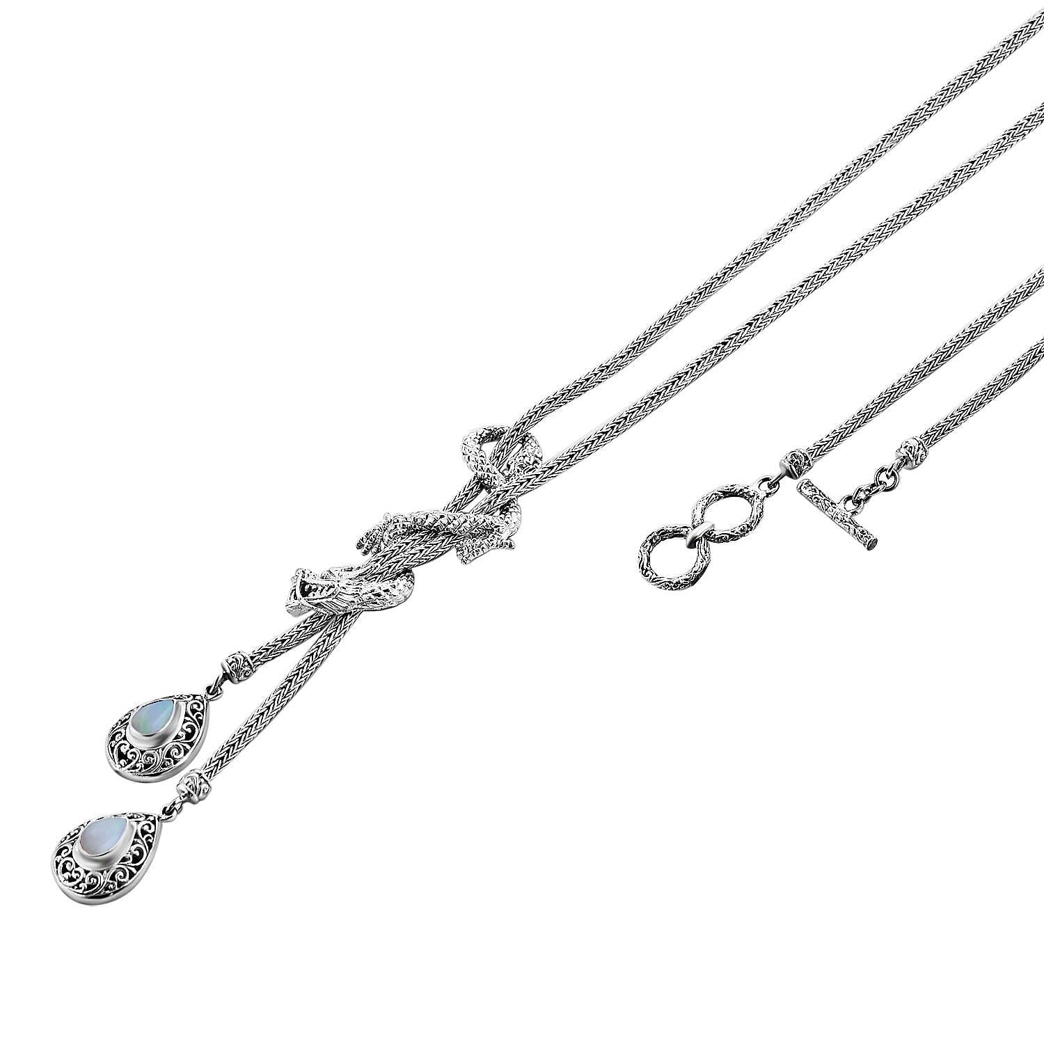 Royal Bali Collection - Ethiopian Welo Opal Necklace (Size - 18)  Sterling Silver 31.5 Gms