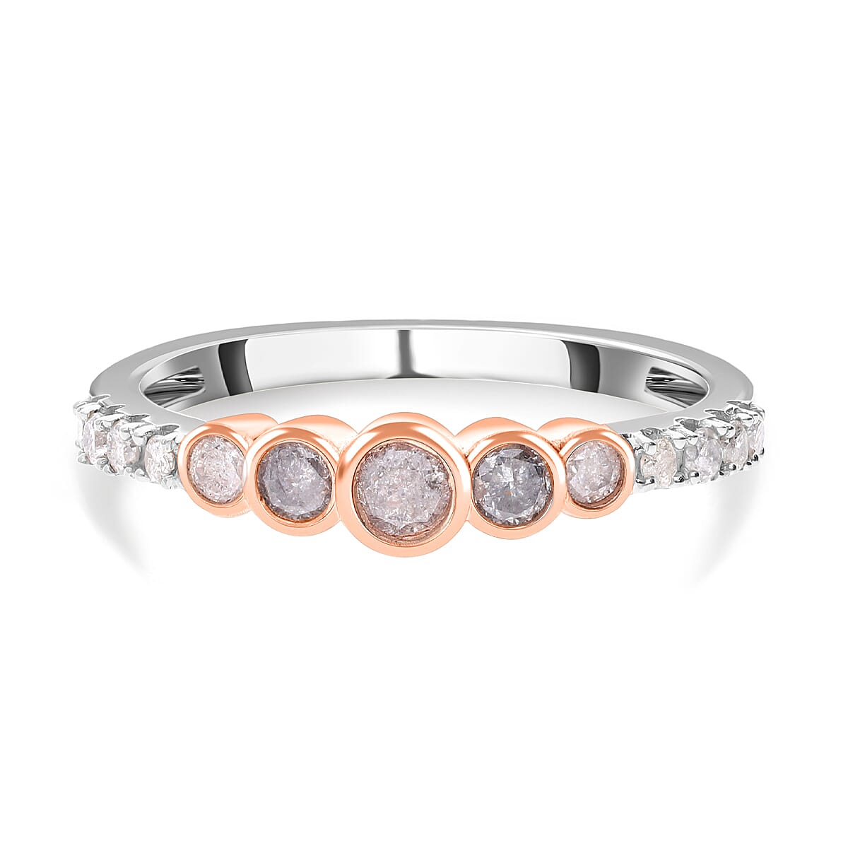 Designer Inspired - 9K Rose & White Gold SGL Certified Diamond Ring 0.50 Ct.