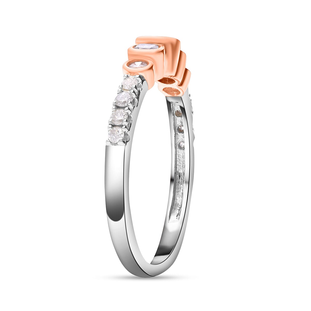 Designer Inspired - 9K Rose & White Gold SGL Certified Diamond Ring 0.50 Ct.