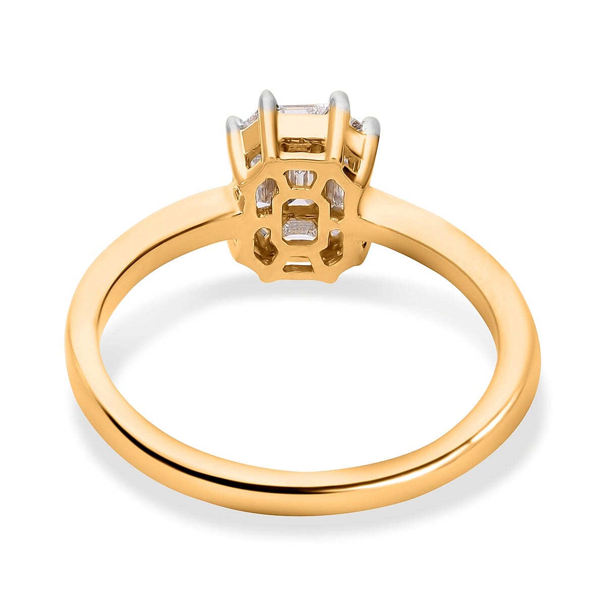 First Time Ever- 22K Yellow Gold SGL Certified White Diamond (SI-G-H) Centre Diamond Emerald Cut Ring 0.50 Ct