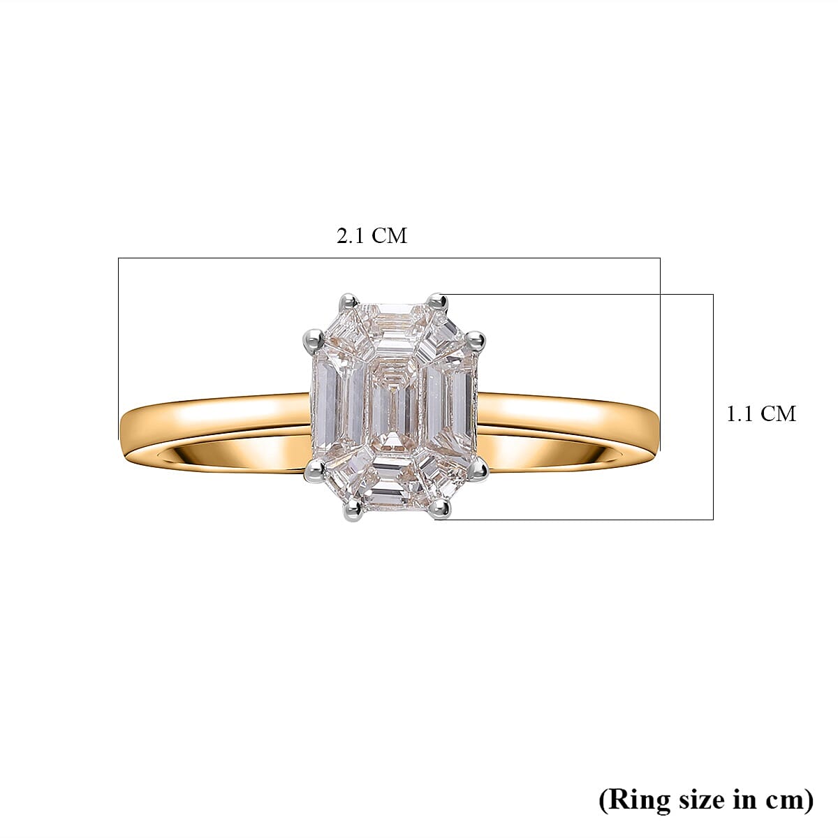 First Time Ever- 22K Yellow Gold SGL Certified White Diamond (SI-G-H) Centre Diamond Emerald Cut Ring 0.50 Ct