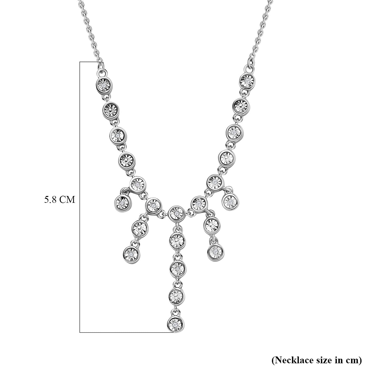  White Diamond Fancy Necklace (Size - 18) in Vermeil YG Sterling Silver 0.07 ct 0.060 Ct.