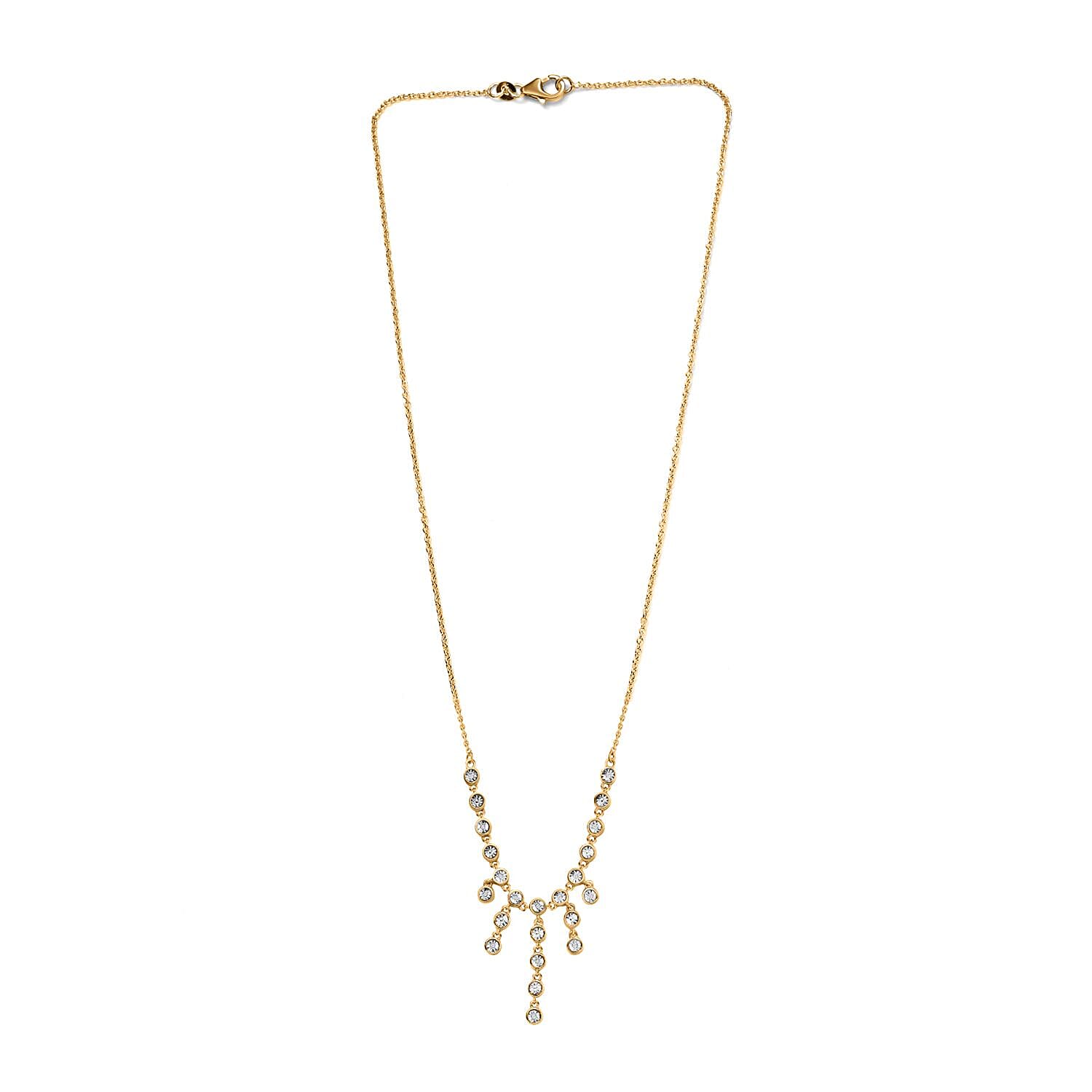 Designer Inspiration- Diamond Necklace (Size - 18) in 18K Yellow Gold Vermeil Plated Sterling Silver, Silver Wt 6.80 GM