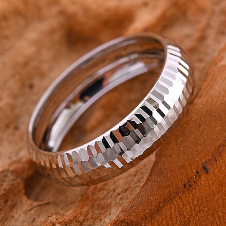 BIGGEST GOLD RING OFFER 2023 - 9K White Gold Handmade Diamond Cut Band Ring