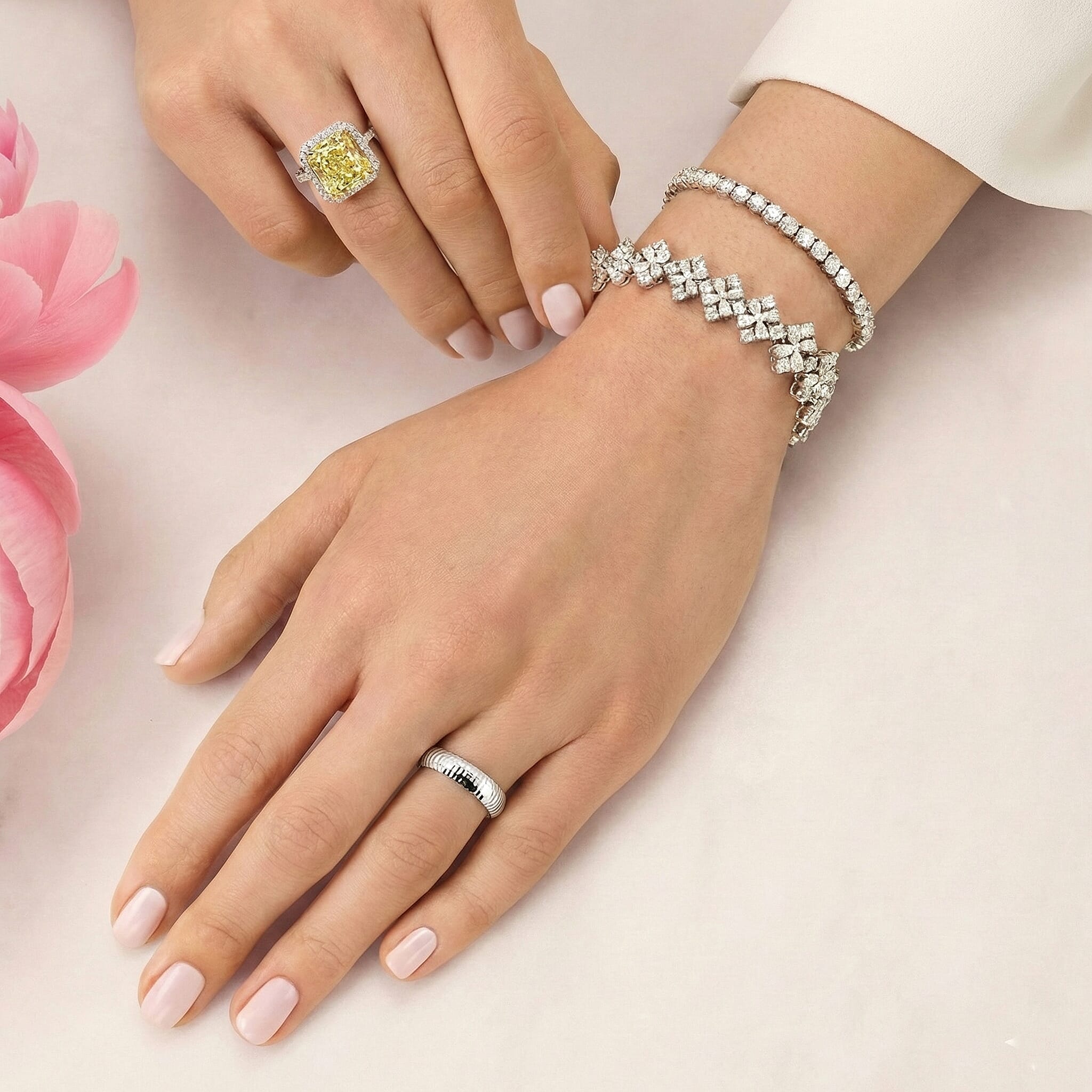 Handmade Diamond Cut Band Ring in 9K Gold