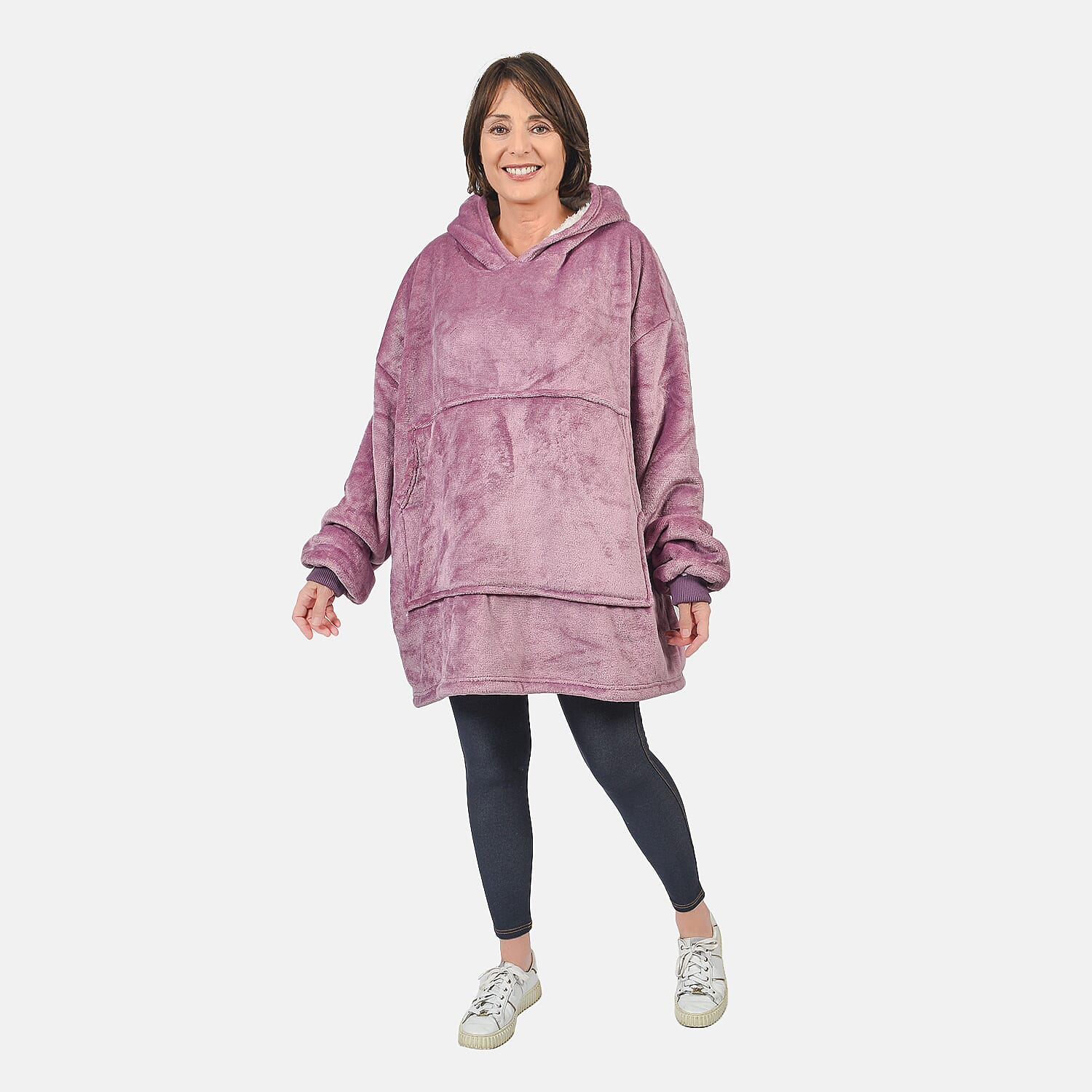 First Launch Fleece Outer Super Luxe Sherpa Lined Hoodie One Size Purple 1696720783 TJC